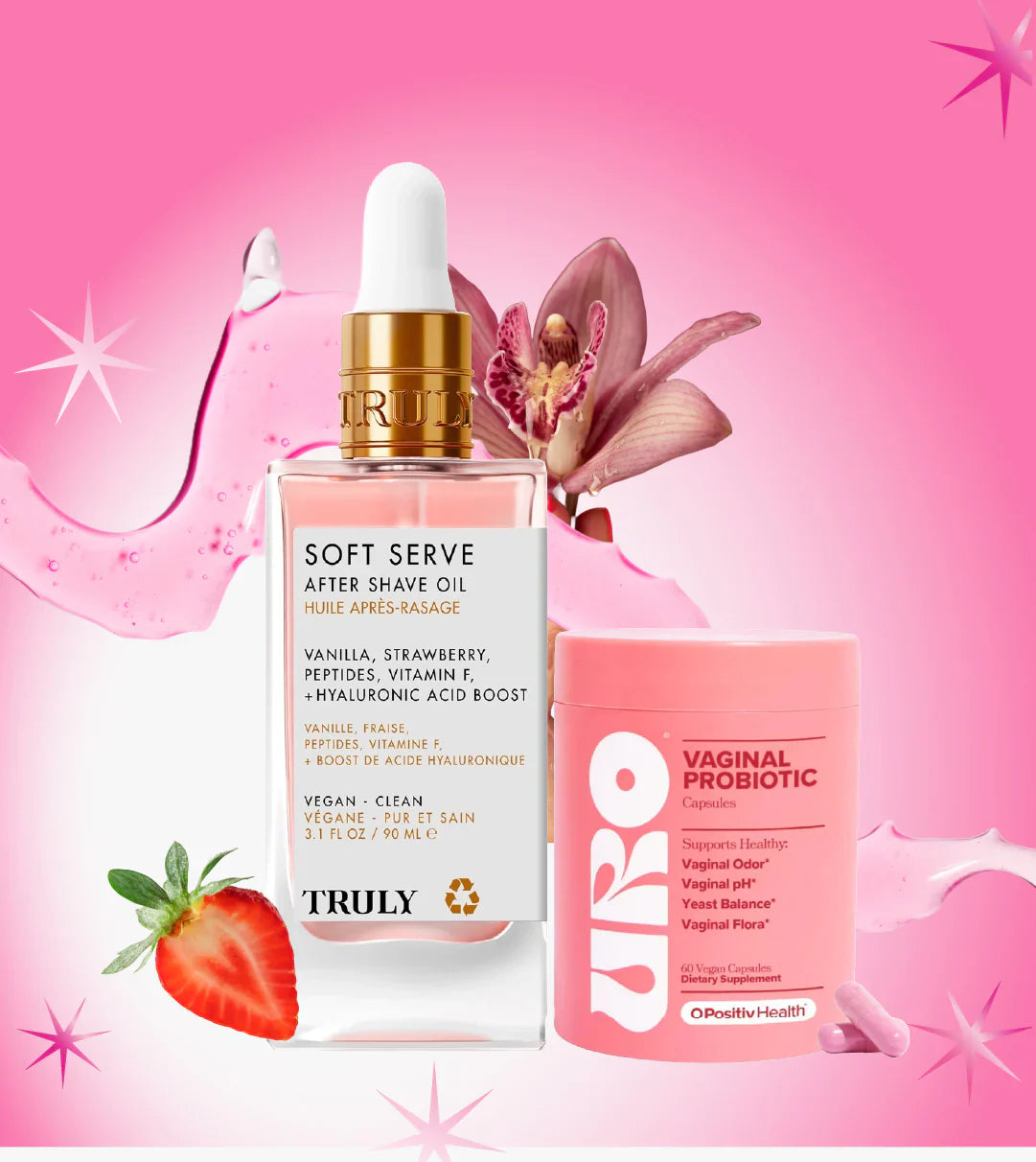 DÚO SENSUAL HARMONY: Aceite Íntimo Glow Essence + URO Probióticos Balance
